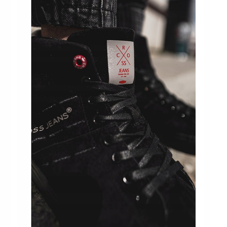 Cross Jeans Adidași pentru bărbați Jeans cu cruce înaltă Piele piele de căprioară negru EE1R4057C 2