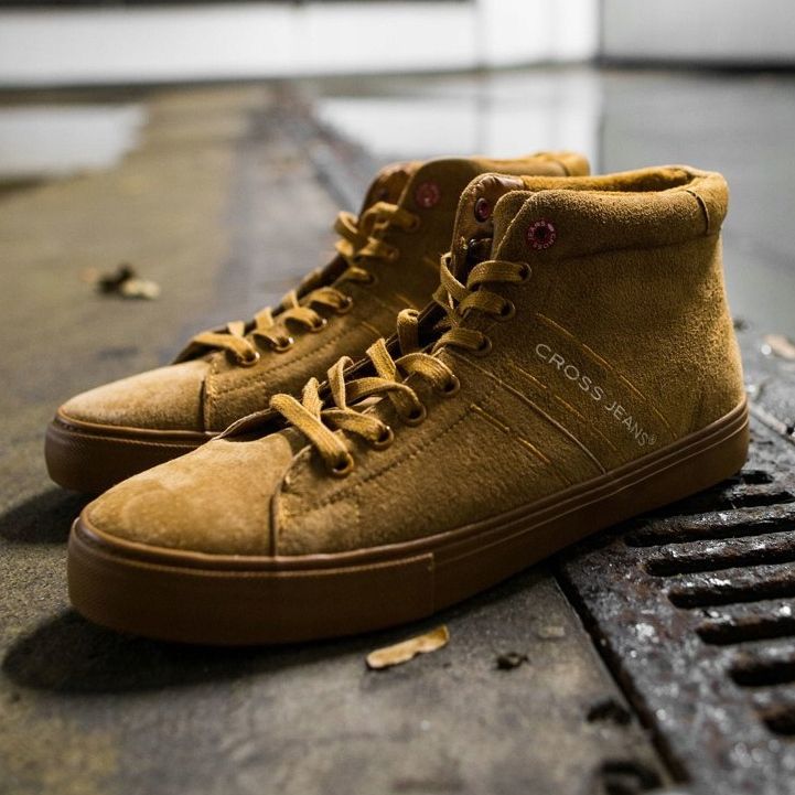 Cross Jeans Adidași pentru bărbați Jeans cu cruce înaltă Piele piele căprioară Camel EE1R4054C maro 2