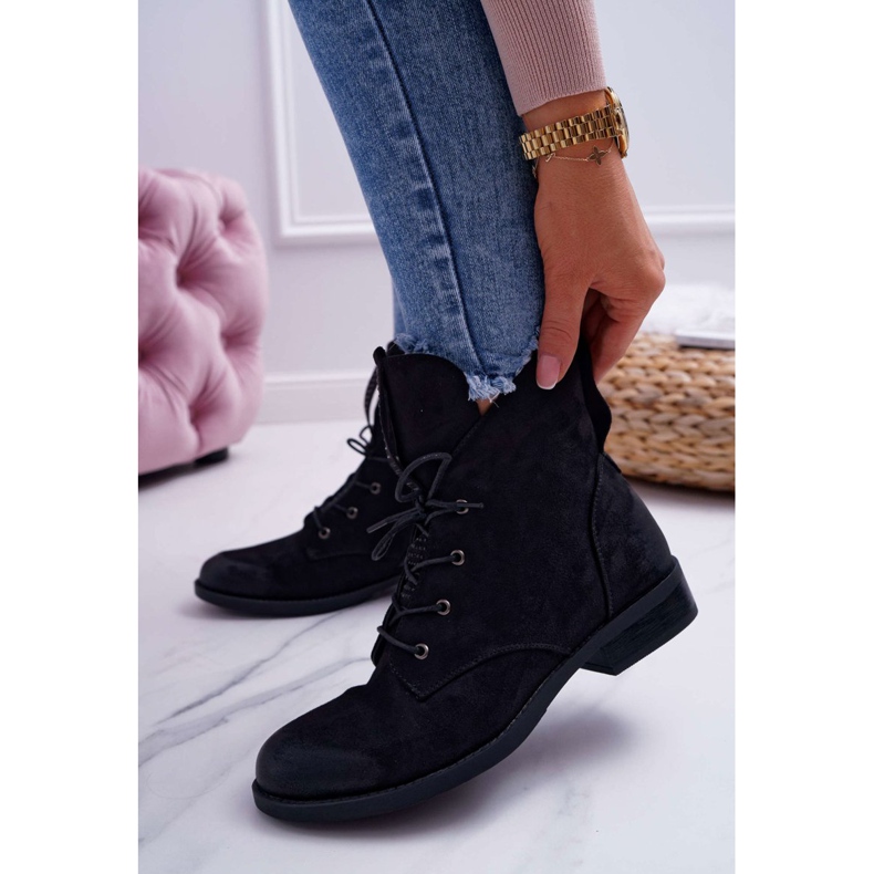 S.Barski Cizme înalte pentru femei, piele de căprioară neagră Barski 75-13 negru 1