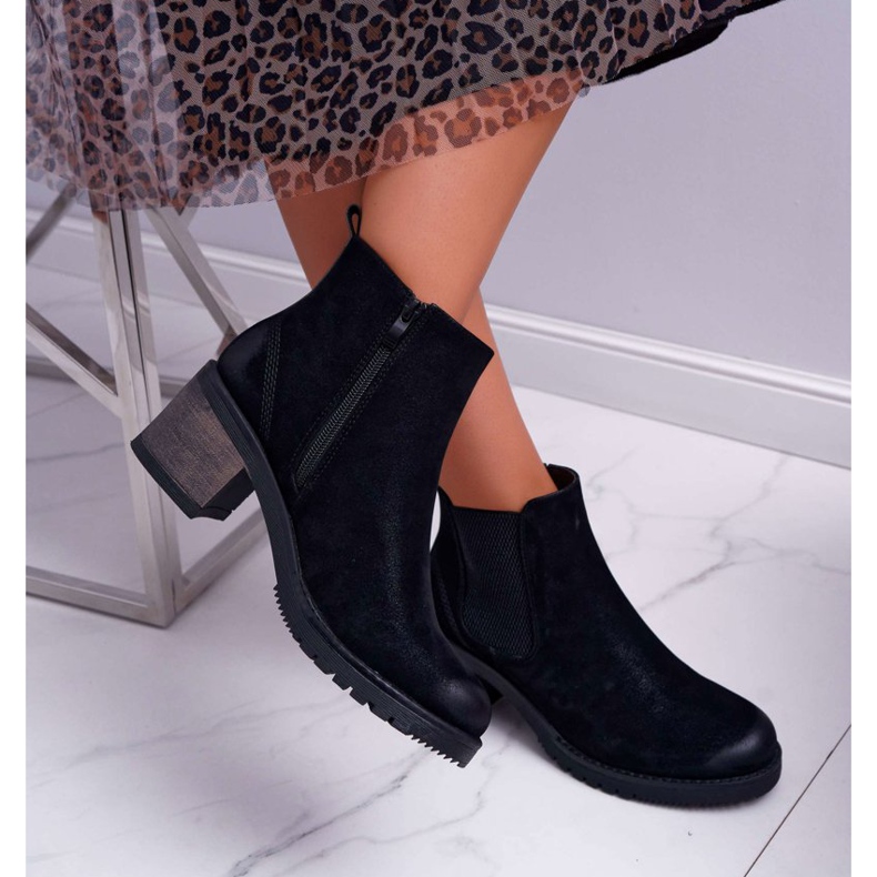 Cizme de damă cu toc înalt Sergio Leone Black Br BT702 negru 2