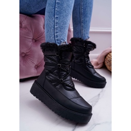 FRGIV Cizme de zăpadă pentru femei cu blană Calma neagră negru 1