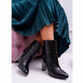 FJ1 Cizme de damă pe toc înalt Motiv de șarpe Negru Vernel 2