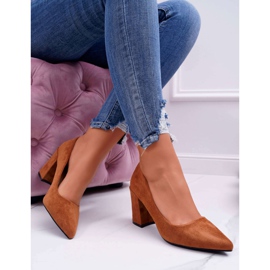 FRJ Pompă de damă pe toc piele de căprioară Camel Femmini maro 2 FRJ Pompă de damă pe toc piele de căprioară Camel Femmini maro 2