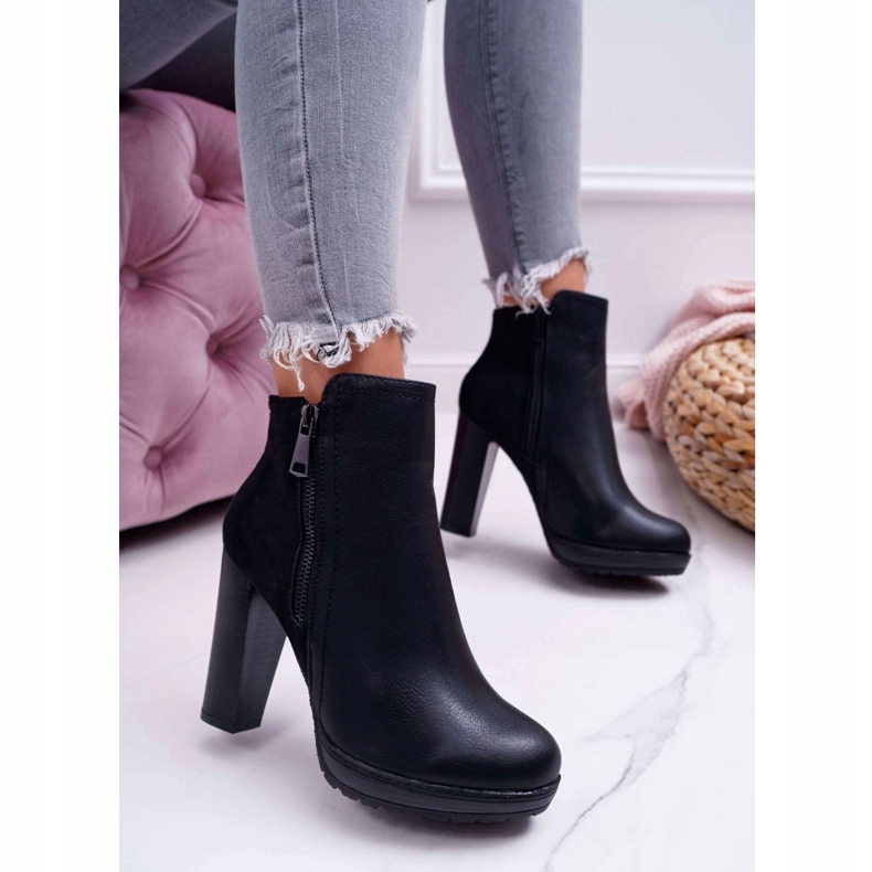 FE1 Cizme de damă negre Malma pe toc înalt negru 1