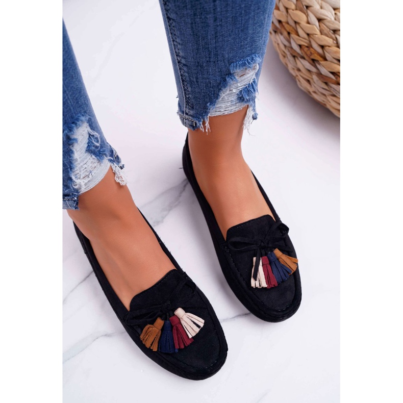 Mocasini de damă piele de căprioară negru S.Barski A199 Mohabe 2