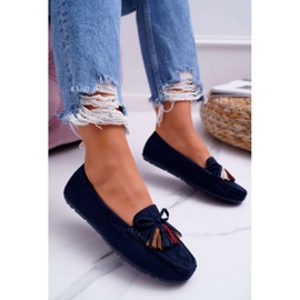Mocasini de damă piele de căprioară albastru maro S.Barski A199 Mohabe albastru marin 1