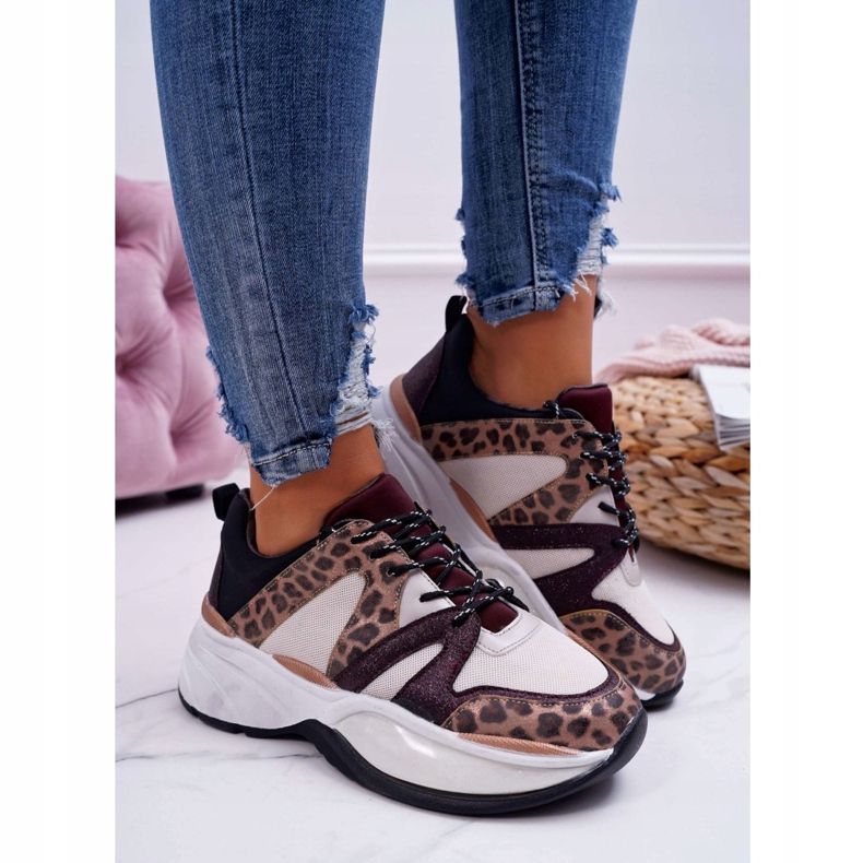 Încălțăminte sport pentru femei Burgundy Snake Skin Larey roșu 2