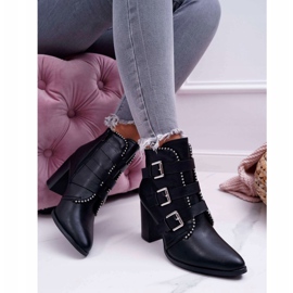 FJ1 Cizme pentru femei pe toc cu catarame Finbas negru 2