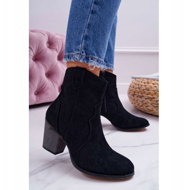 BUGO Cizme de damă pe toc Cizme de cowboy negre Nutriso negru 1 BUGO Cizme de damă pe toc Cizme de cowboy negre Nutriso negru 1