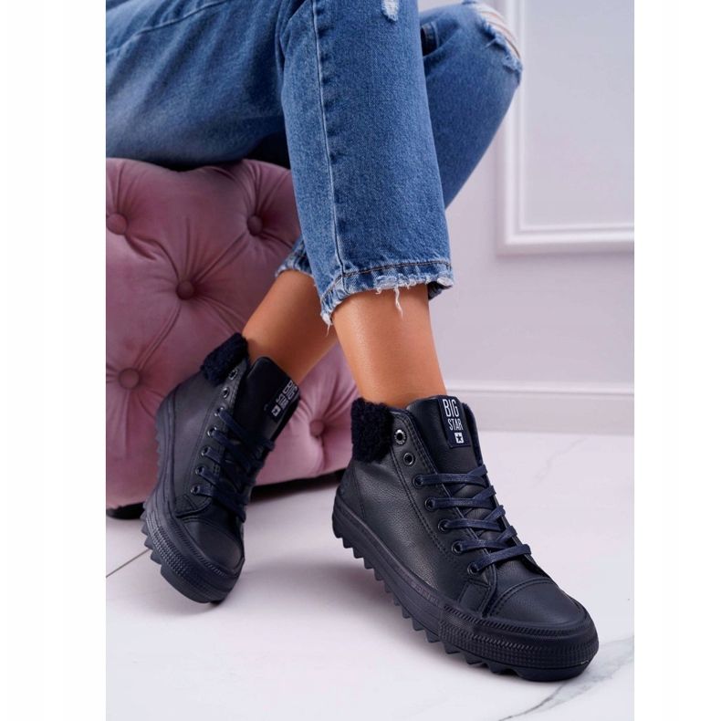 Adidași pentru femei Big Star High Warm Navy EE274147 albastru marin 2