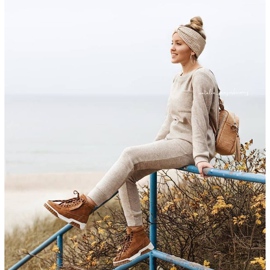 Încălțăminte sport pentru femei Big Star High Camel EE274224 maro 1