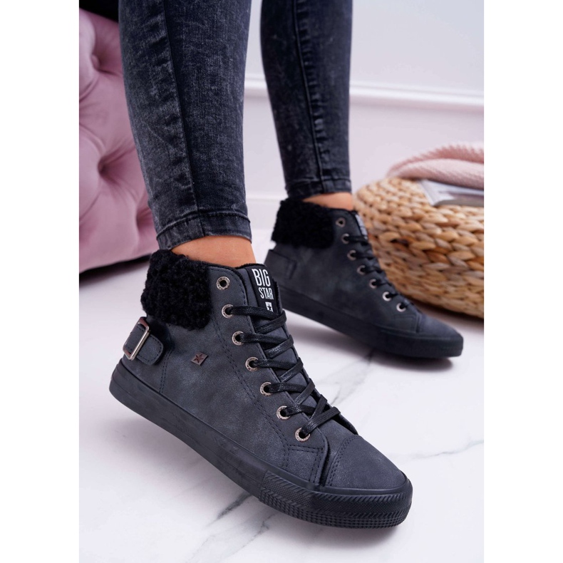 Adidași pentru femei Big Star High Warm Black EE274080 negru 1