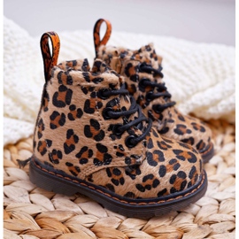 FRROCK Cizme pentru copii cu model leopard cu fermoar Lilo maro multicolor 1
