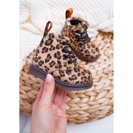 FRROCK Cizme pentru copii cu model leopard cu fermoar Lilo maro multicolor 2