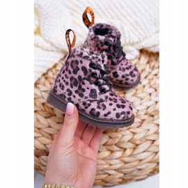 FRROCK Ghete pentru copii cu fermoar, imprimeu leopard roz Lilo multicolor 2