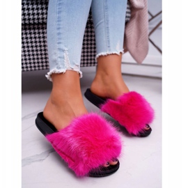 PS1 Papuci de damă cu blană NiceFur Fuchsia roz 1