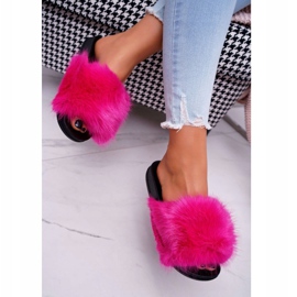 PS1 Papuci de damă cu blană NiceFur Fuchsia roz 2