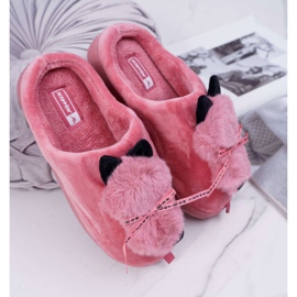 BUGO Papuci de damă cu blană Kitten Red Kitty roșu 1