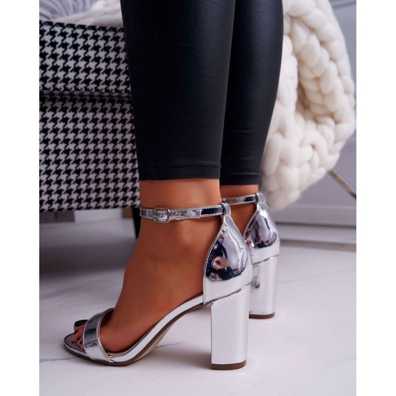 FRID Sandale de damă pe toc Huran argintiu gri 2