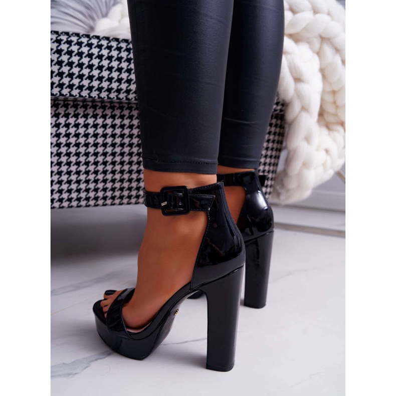 FRID Sandale pentru femei pe toc înalt, platformă Huran negru 2