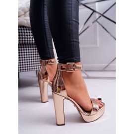 FRID Sandale de damă pe toc înalt, platformă aur roz Huran galben 2