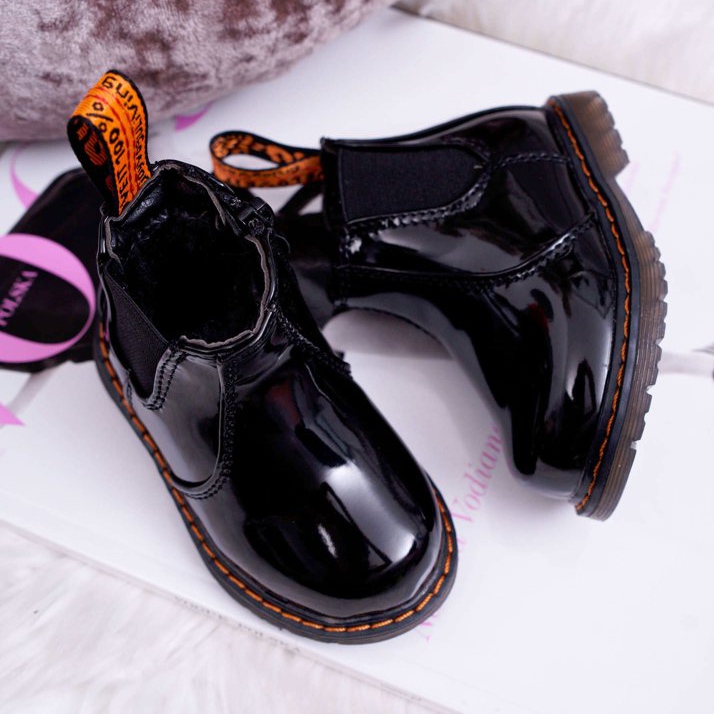 FRROCK Cizme pentru copii Cald cu fermoar Lacuit negru Gustro 2