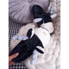 FRID Papuci de damă cu blană de ren negru Deff 2