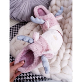 FRID Papuci pentru femei cu blană și reni Pink Deff roz 2