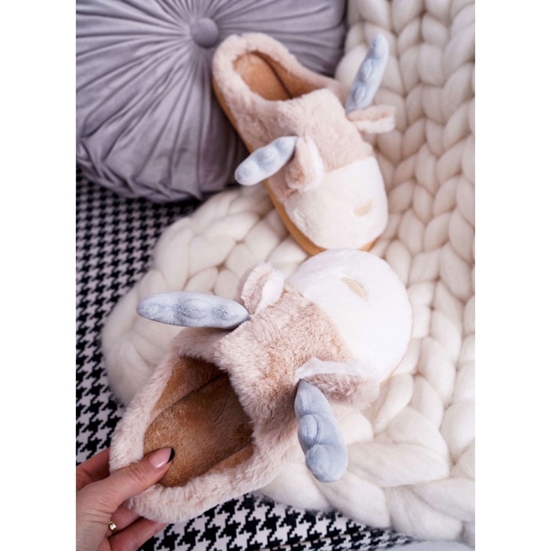 FRID Papuci De Damă Cu Blană Bej Ren Deff 2