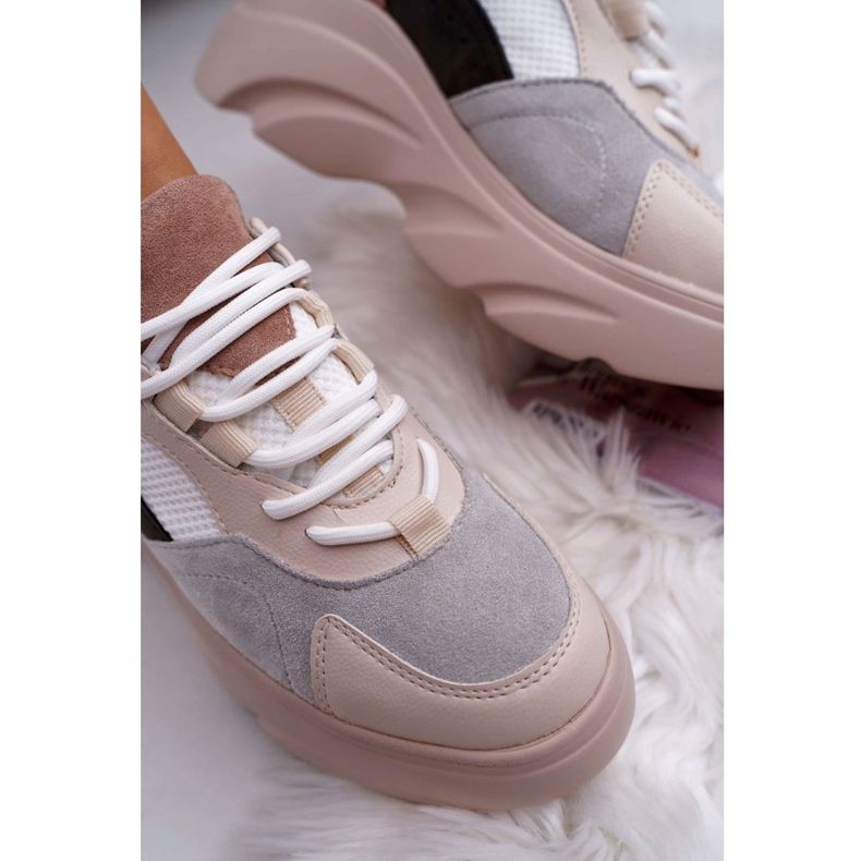 SEA Încălțăminte sport pentru femei Talpă groasă Bej Cardamon 2