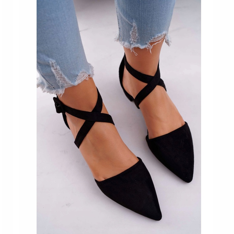 PS1 Ballerine din piele de damă în Spitz Black Vontare negru 2