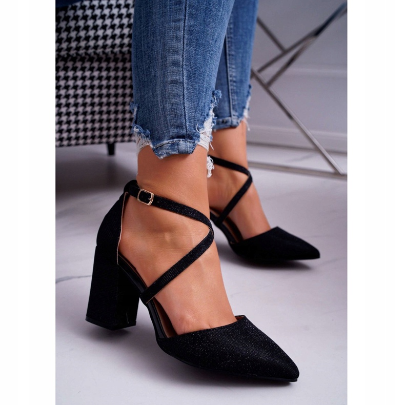 SEA Pompă de damă pe toc Glitter Perset negru multicolor 2