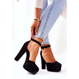 SEA Pompele de damă pe toc Platforma din piele de căprioară neagră negru 1