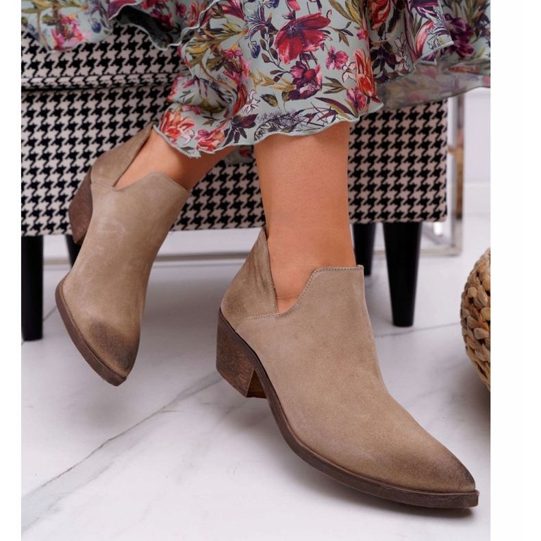 Nicole Cizme de damă Piele de primăvară bej Anabella 2