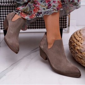 Nicole Cizme de primăvară din piele cu capucino Anabella pentru femei bej 2