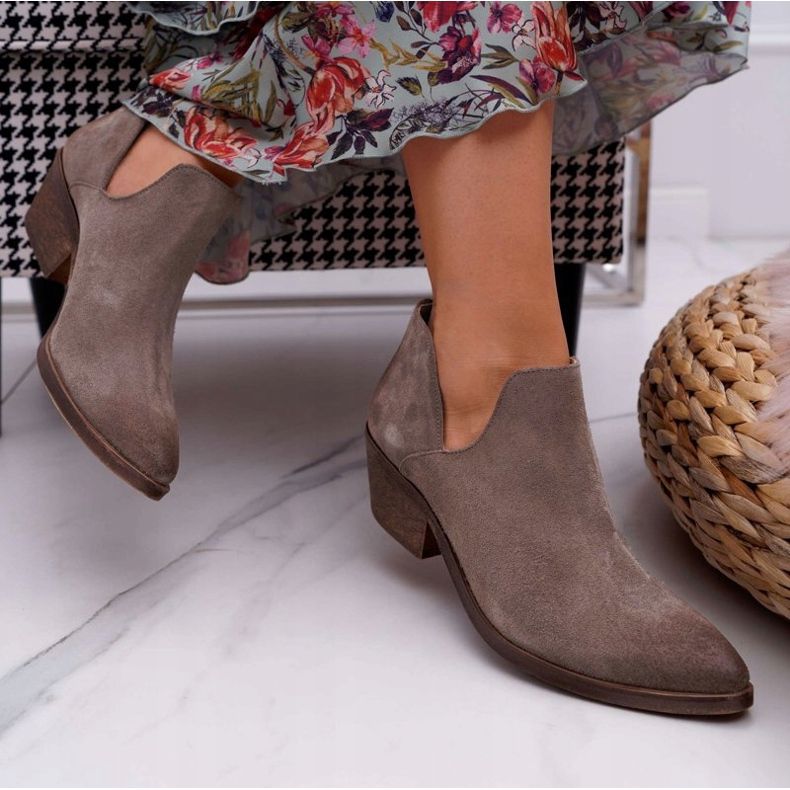 Nicole Cizme de primăvară din piele cu capucino Anabella pentru femei bej 2