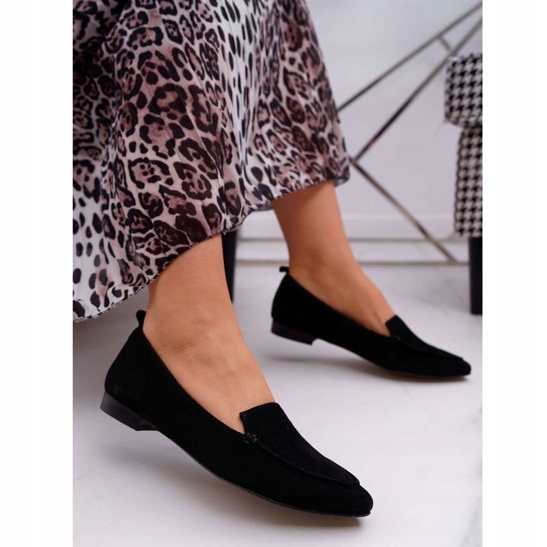 Nicole Mocasini de damă Mocasini din piele de antilopă Negru Homny 1