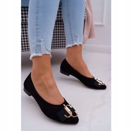 Nicole Porterele de balerini din piele neagră pentru femei negru 2