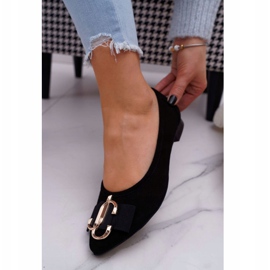 Nicole Porterele de balerini din piele neagră pentru femei negru 1