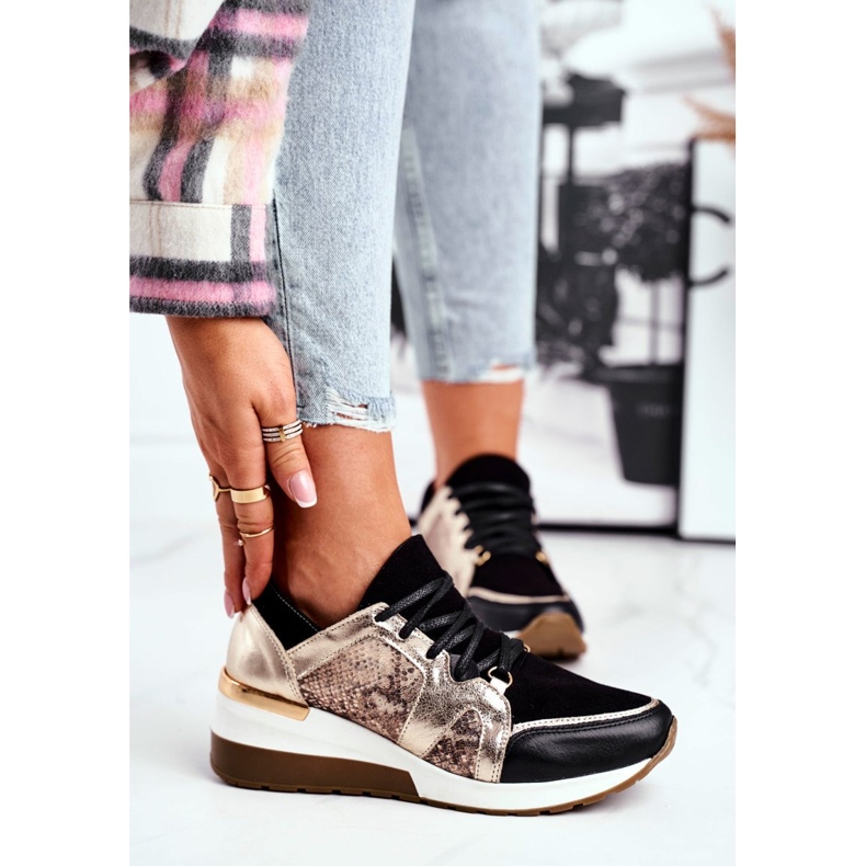 Nicole Adidași pentru femei Coledo din piele naturală aurie de aur 2