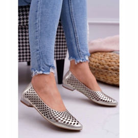 Balerini din piele aurie pentru femei Exquisite 1107/1 de aur 1