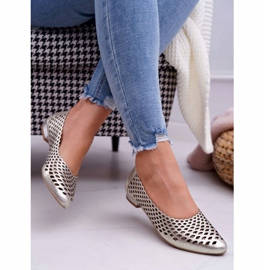 Balerini din piele aurie pentru femei Exquisite 1107/1 de aur 2