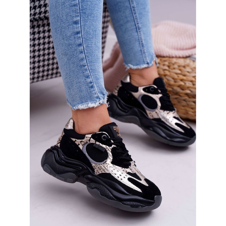 Pantofi sport pentru femei Big Star de Daniel Lopez negru și auriu FF274A524 galben 1