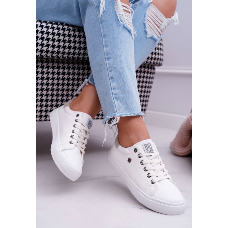 Adidași pentru femei Big Star White BB274033 alb 2