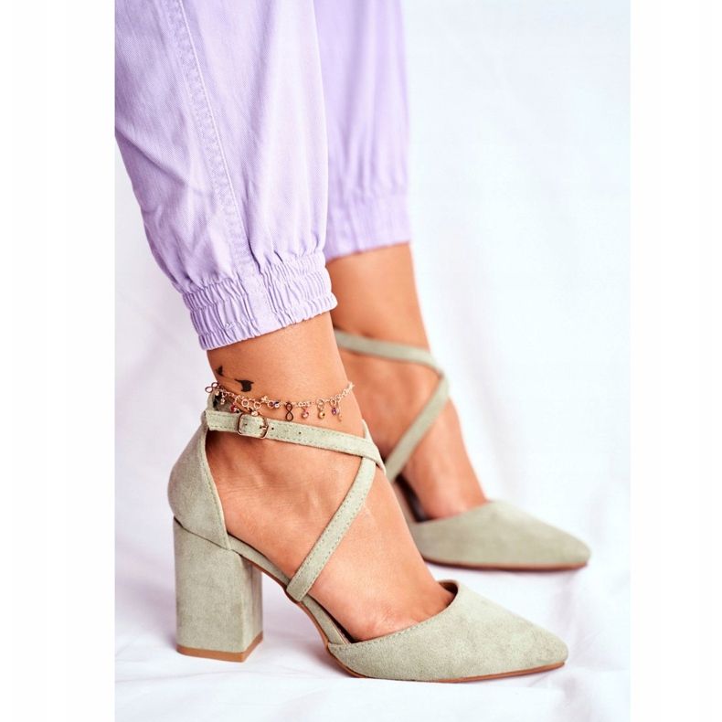 PS1 Pompe de damă pe toc cu trafic Spitz Green multicolor verde 2