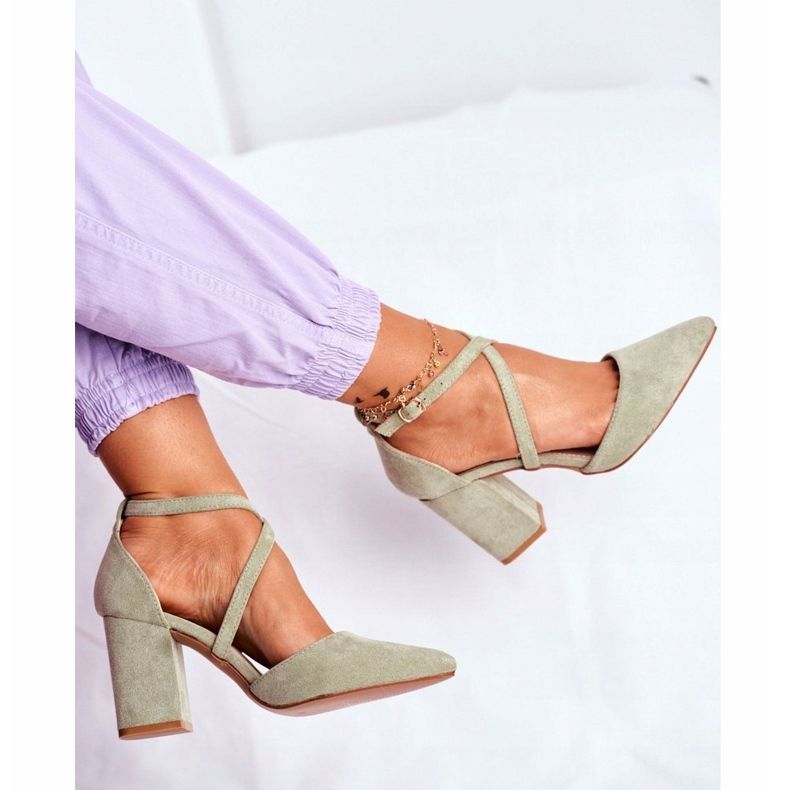 PS1 Pompe de damă pe toc cu trafic Spitz Green multicolor verde 1