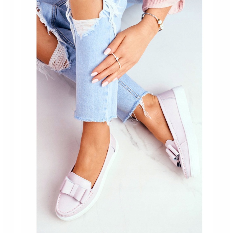 S.Barski Mocasini de damă din piele roz Lovren 2