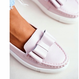 S.Barski Mocasini de damă din piele roz Lovren 1