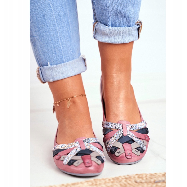 Balerini de damă Piele Maciejka Roz 01358 2