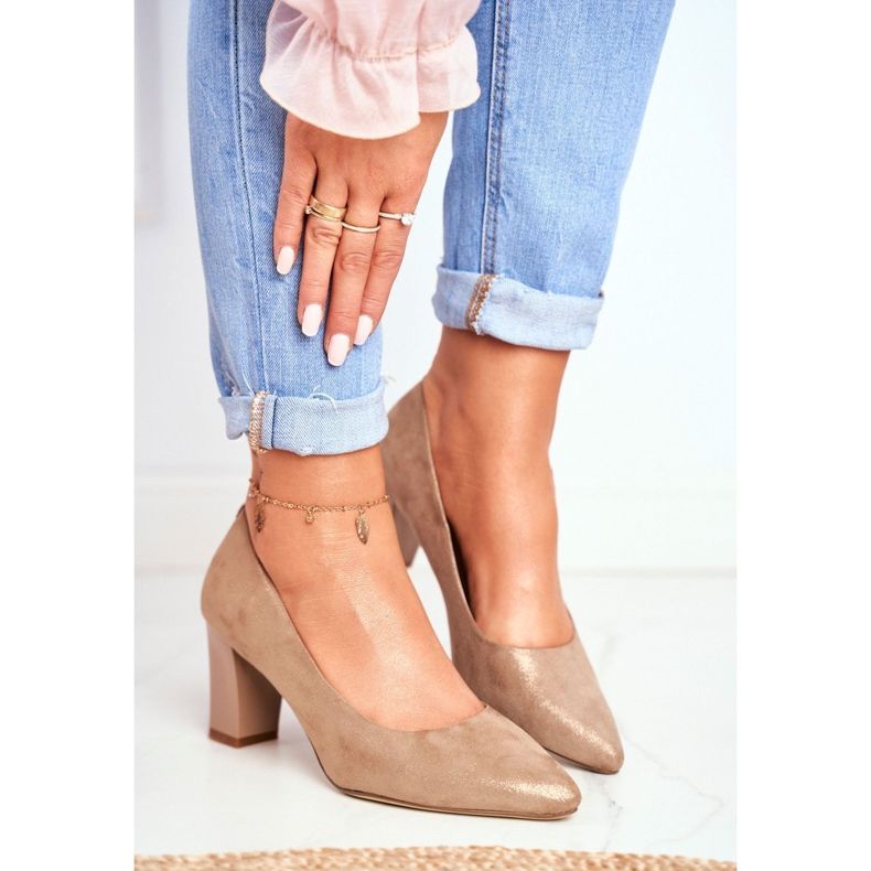 Pompă de damă Sergio Leone PB403 Herline bej strălucitor 1